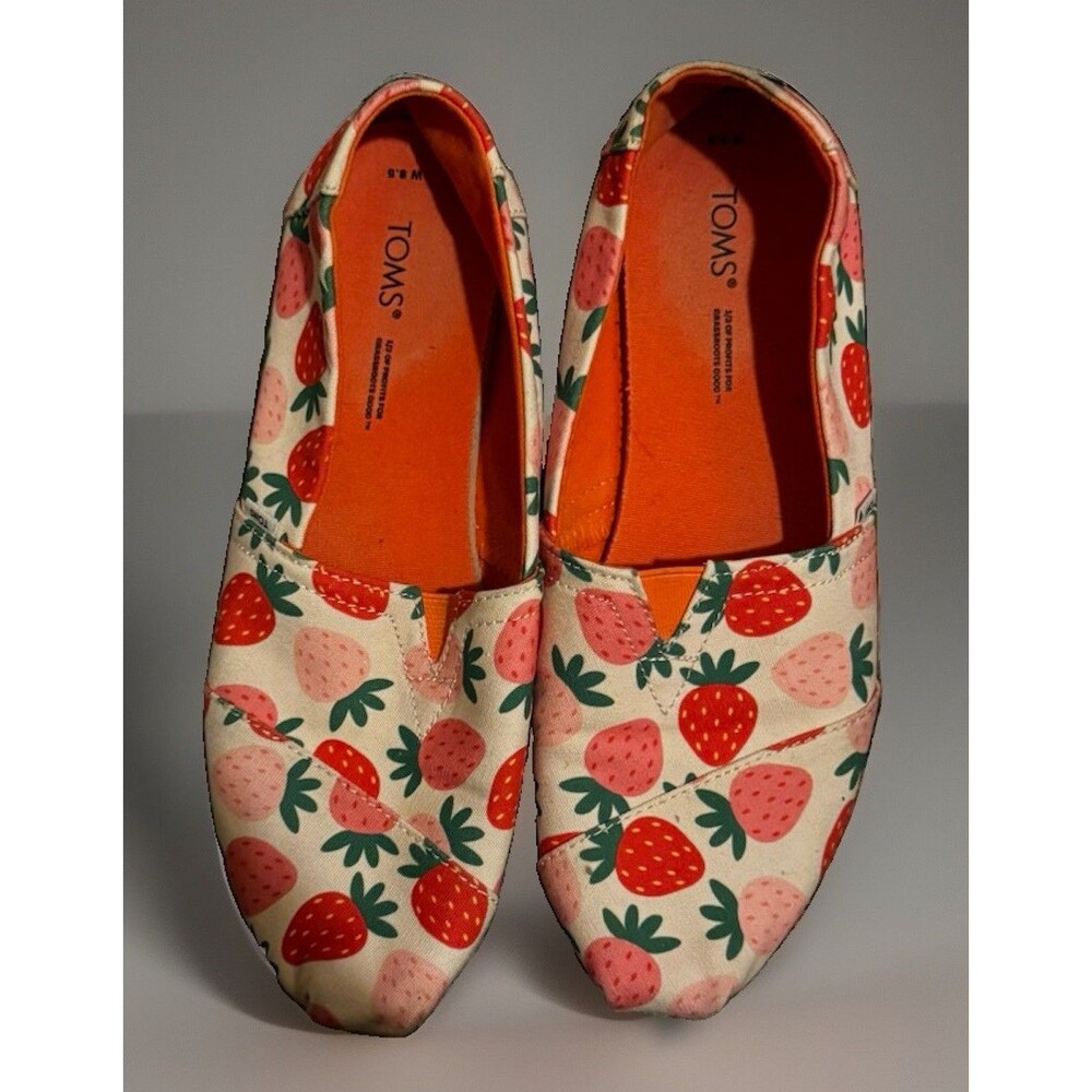 New Women's Sz 9 TOMS Strawberry Print Alpargata Shoes
